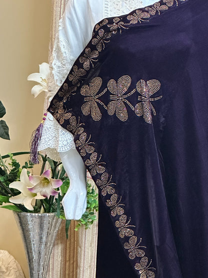 BUTTERFLY EMBEDDED NAG VELVET SHAWL