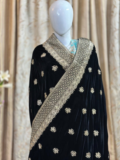 CELESTIAL EMBROIDERY WITH FLOWER STARS VELVET SHAWL