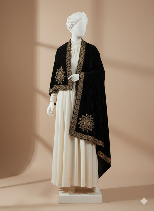 SUNFLOWER NAG EMBEDDED VELVET SHAWL