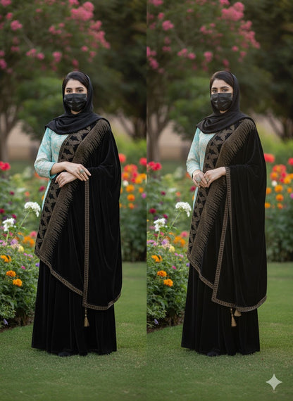 MULTI BUTTERFLY WITH SPIKES NAG EMBEDDED SHAWL